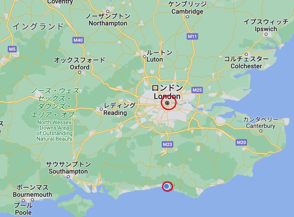 ロンドンとブライトンの距離感に関する地図
